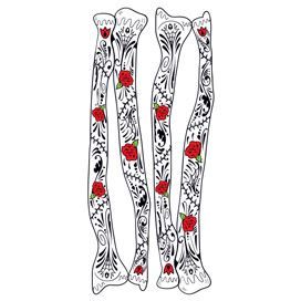 Glitter Day of the Dead Red Rose Arms Design Water Transfer Temporary Tattoo(fake Tattoo) Stickers NO.13331